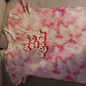 Pink Tie-Dye T-Shirt with Graphic Text